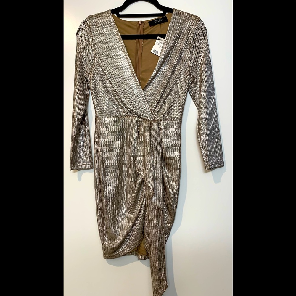 AKIRA Metallic Chevron Bodycon Dress
